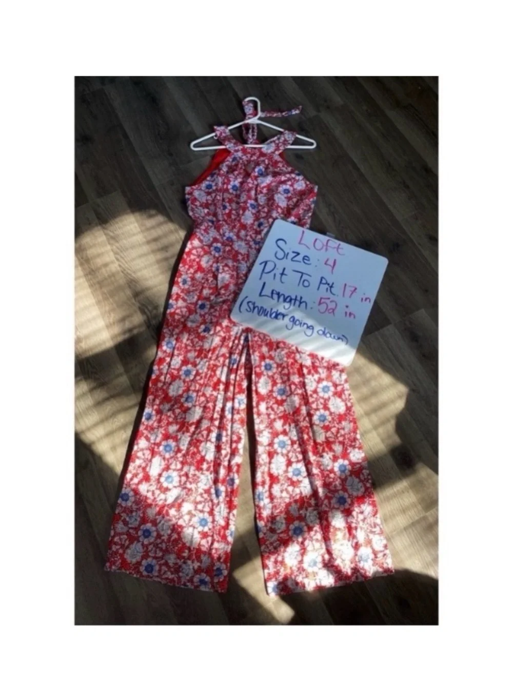 LOFT RED FLORAL PRINT HALTER JUMPSUIT - Picture 8 of 8